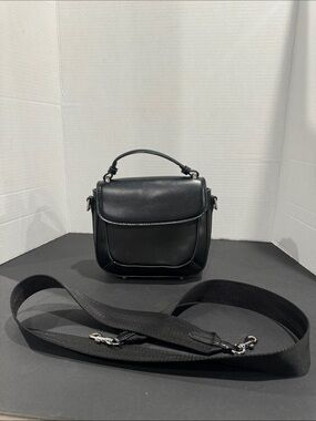 Zara Classic Black Leather Crossbody Bag with Top Handle